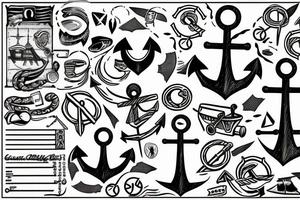 Anchor and the boat on a wawes tattoo idea