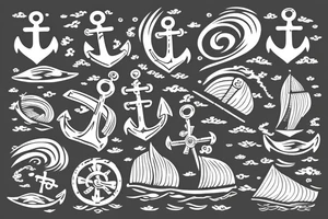 Anchor and the boat on a waves tattoo idea