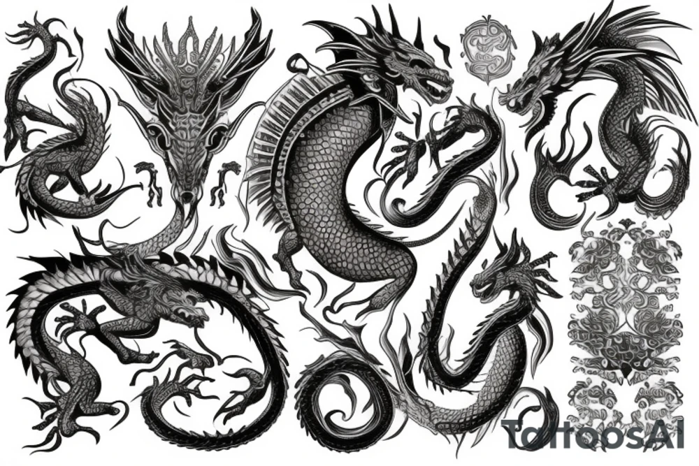 Dragon Vivid Elaborate Intricate Stoic Regal Imperial tattoo idea