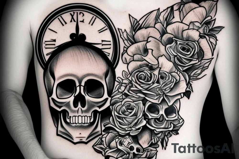 an hourglass with the top half of a skull on top tattoo idea