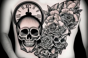 an hourglass with the top half of a skull on top tattoo idea