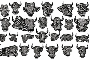 bull head with Greek 6 packs body tattoo idea