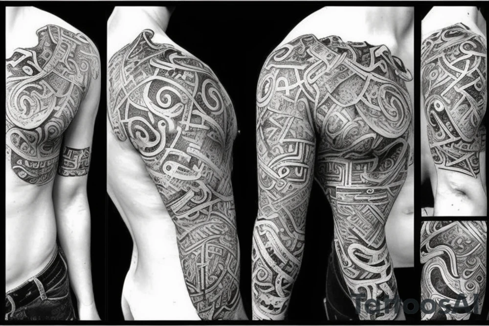 bull head with Greek 6 packs body tattoo idea