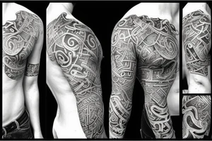 bull head with Greek 6 packs body tattoo idea
