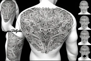 bull head with Greek 6 packs body tattoo idea