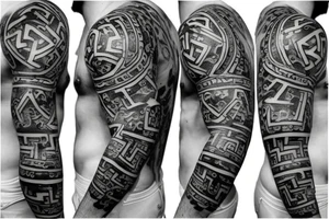 bull head with Greek 6 packs body tattoos tattoo idea
