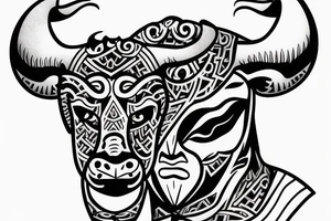 bull head with Greek 6 packs body tattoos tattoo idea