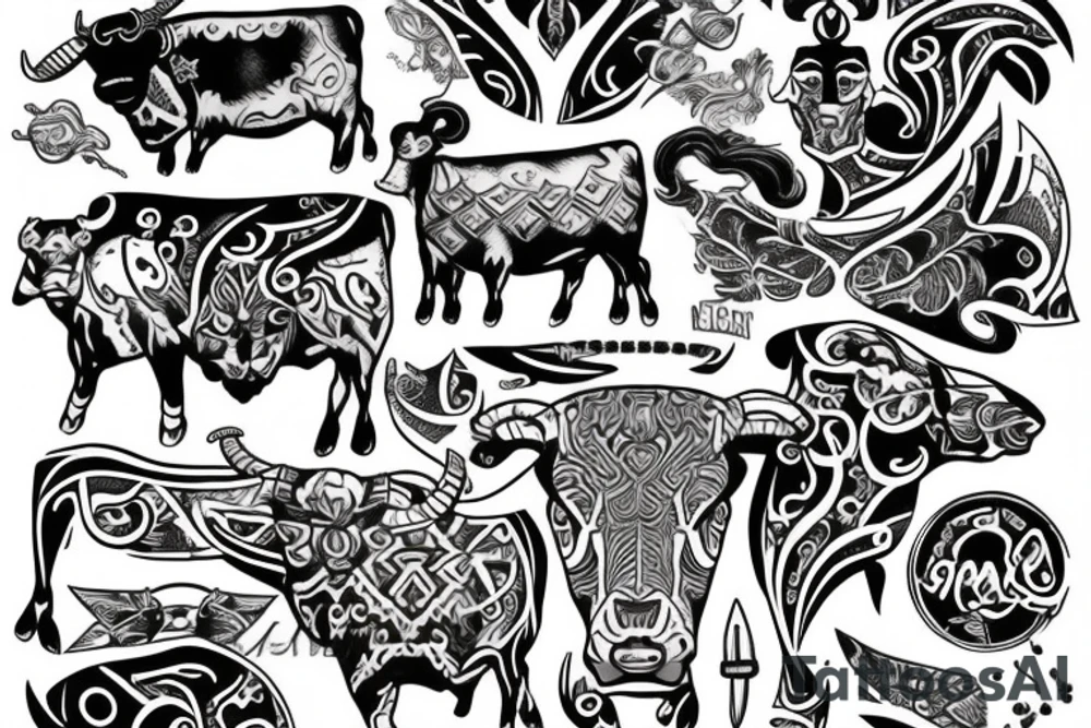 A bull with a body tattoo tattoo idea