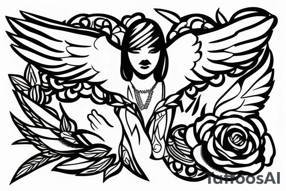Angel raising one hand tattoo idea