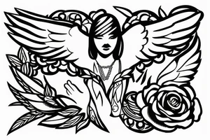 Angel raising one hand tattoo idea