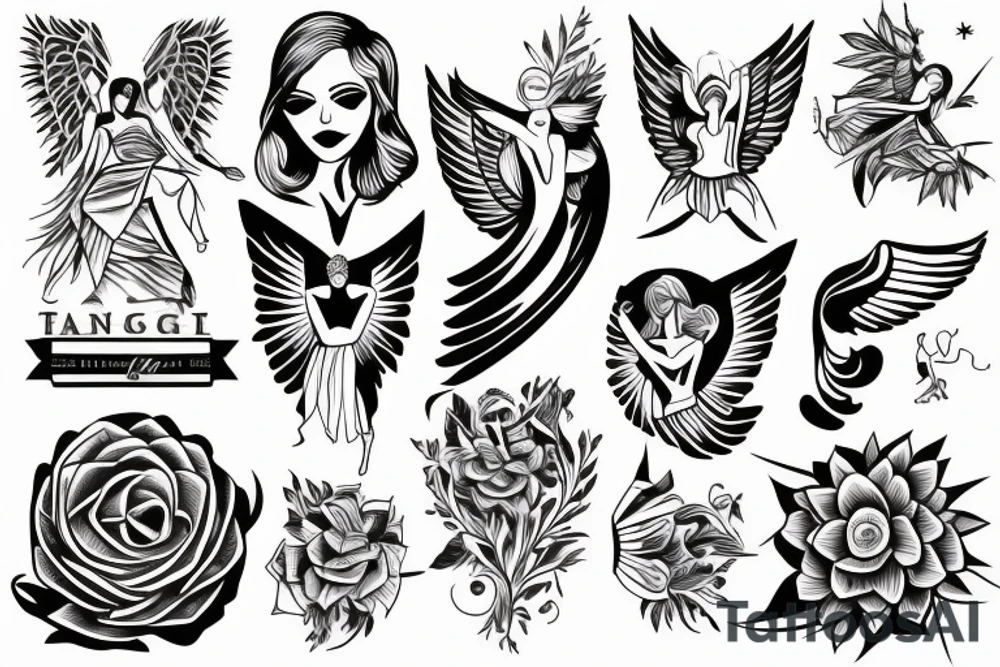 Angel raising one hand tattoo idea