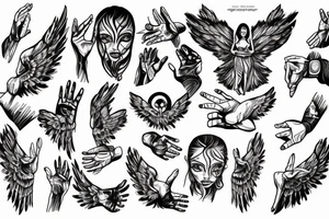 Angel raising one hand tattoo idea