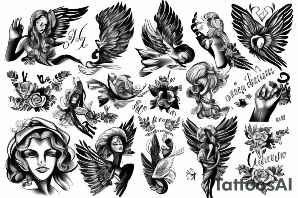 Angel raising one hand tattoo idea
