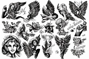 Angel raising one hand tattoo idea