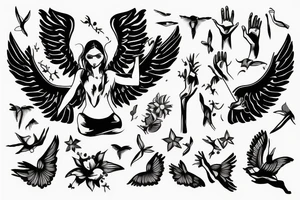 Angel raising one hand tattoo idea