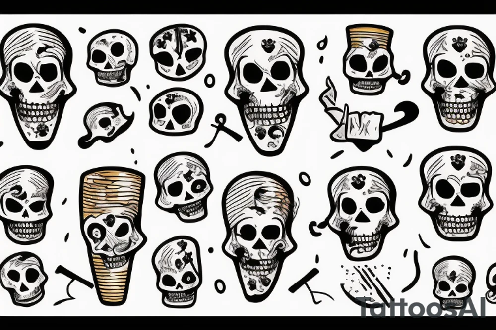 Two skeletons toasting with beer tattoo idea