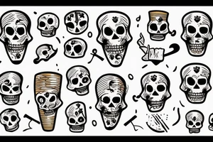 Two skeletons toasting with beer tattoo idea