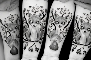A family of tree foxes playing tattoo idea