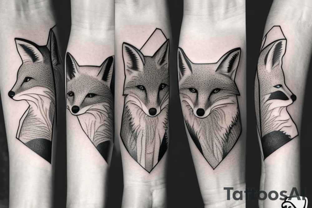 A family of three foxes playing tattoo idea