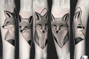 A family of three foxes playing tattoo idea