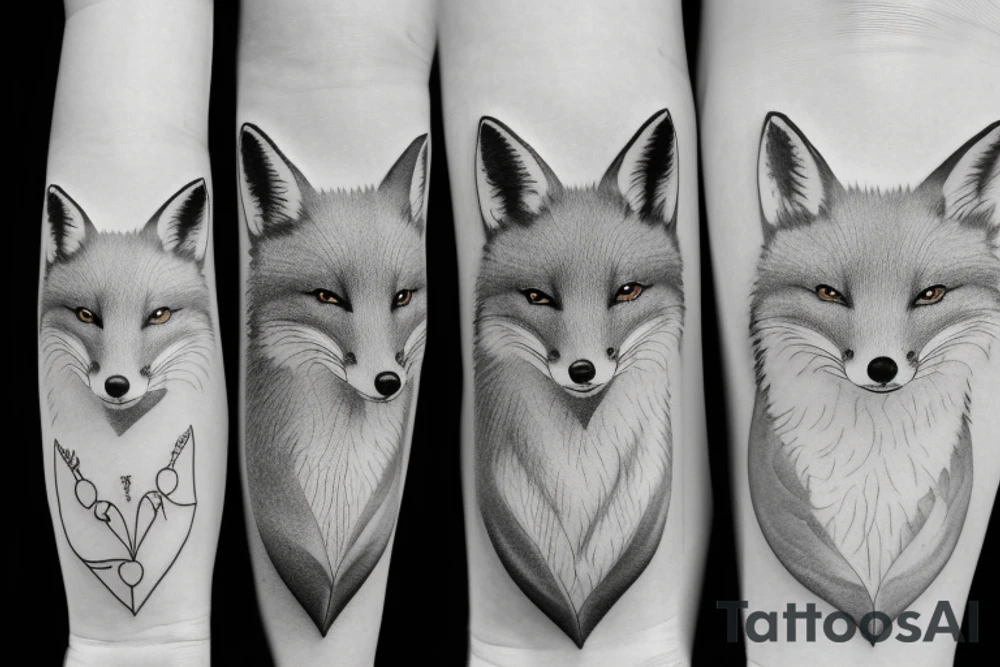 A family of three foxes playing tattoo idea