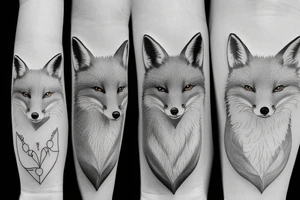 A family of three foxes playing tattoo idea
