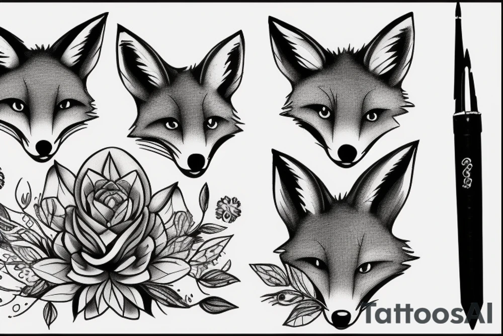 three foxes playing tattoo idea
