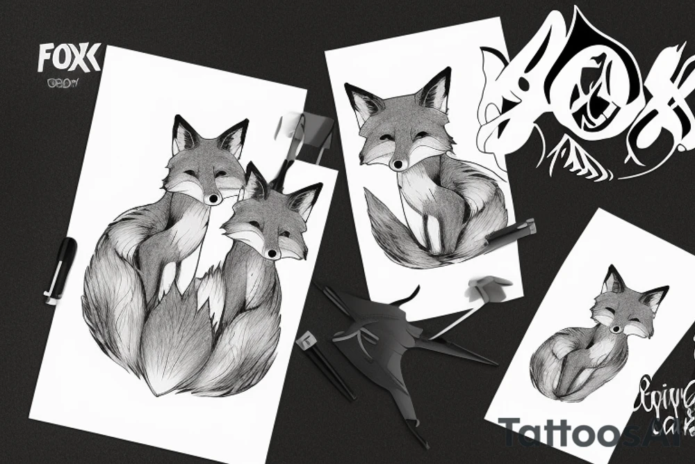 three foxes playing tattoo idea