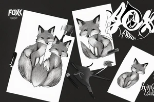 three foxes playing tattoo idea
