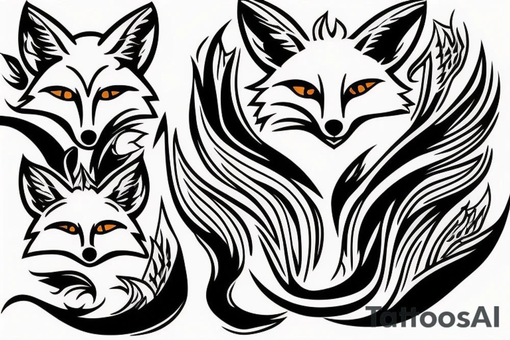 three foxes playing and running tattoo idea