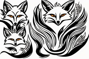 three foxes playing and running tattoo idea