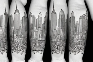 Skyline of New York City inside a geometric pattern tattoo idea