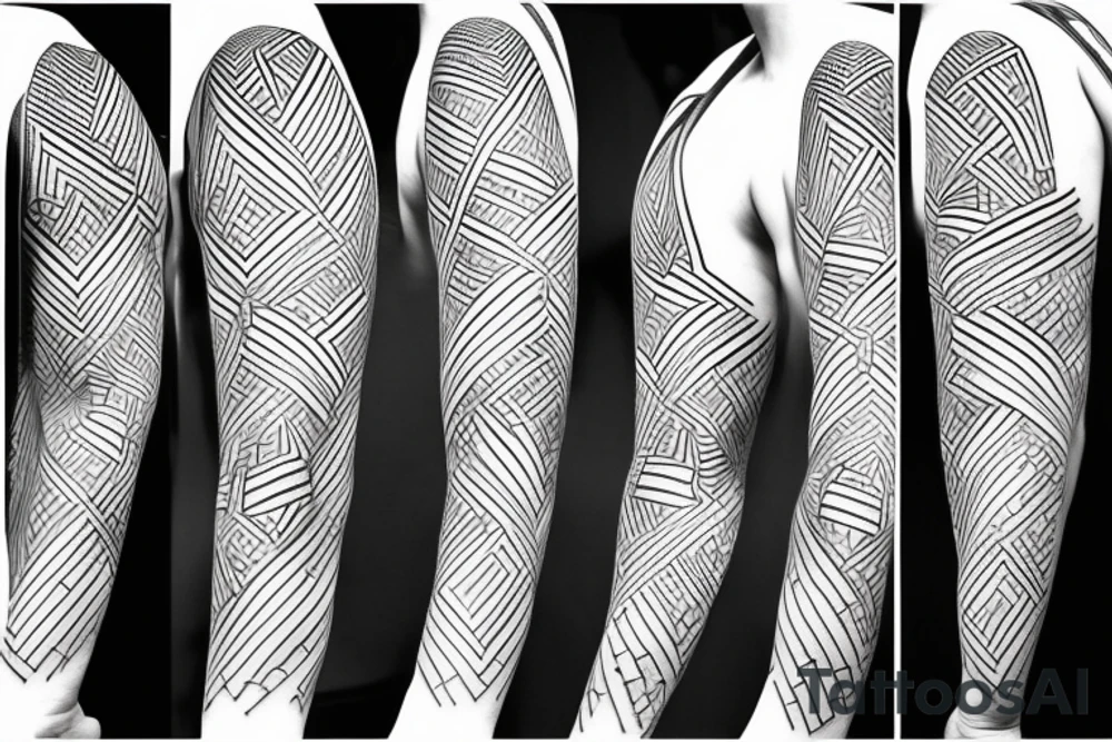 Skyline of New York City inside a geometric pattern tattoo idea