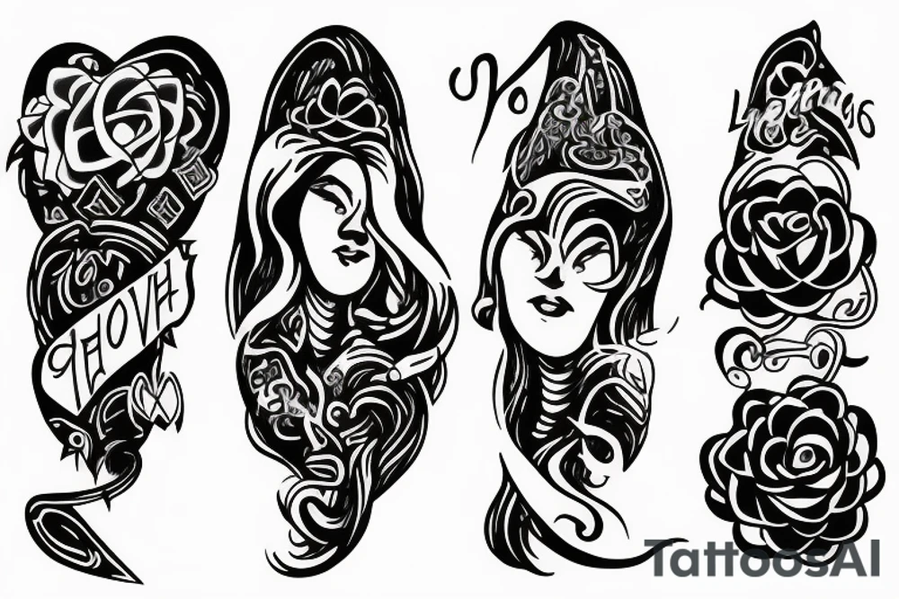 Woman changing growth love hardship tattoo idea