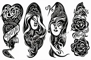 Woman changing growth love hardship tattoo idea