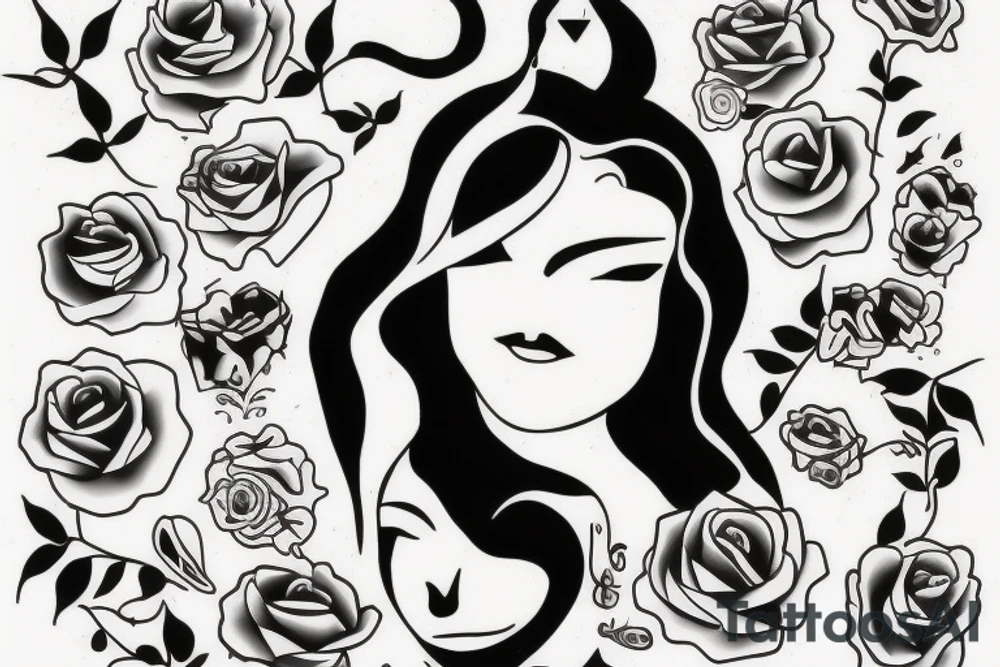 Woman changing growth love hardship tattoo idea
