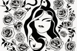 Woman changing growth love hardship tattoo idea