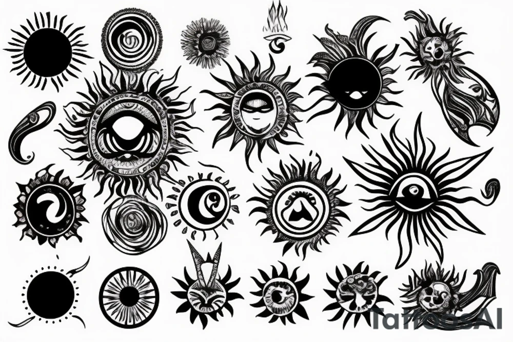 Boho style sun tattoo idea