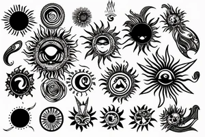 Boho style sun tattoo idea