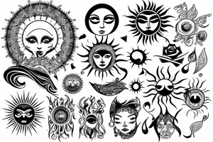 Boho style sun tattoo idea