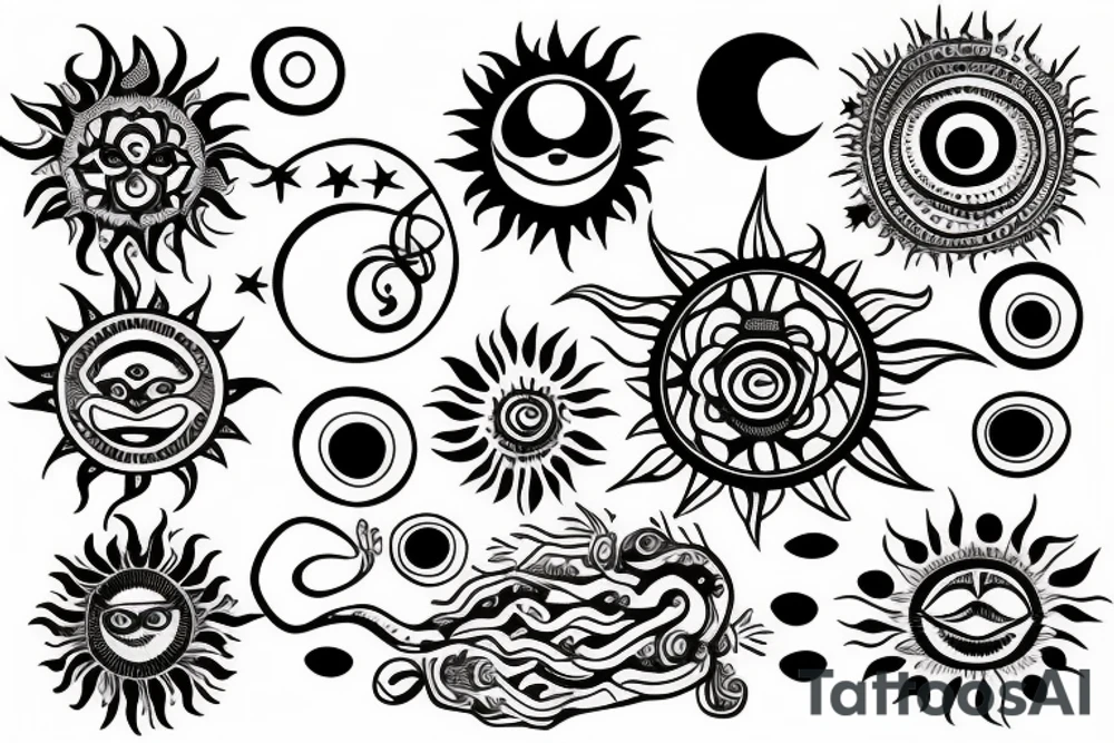 Boho style sun tattoo idea