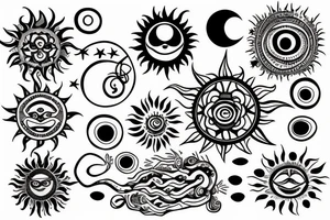 Boho style sun tattoo idea