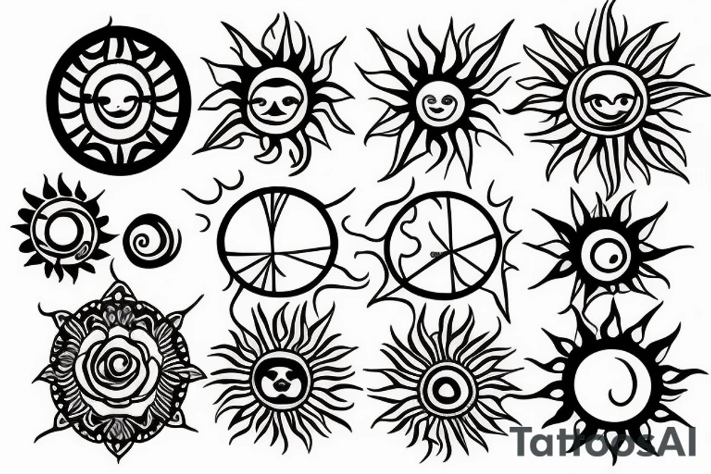 Boho style sun tattoo idea