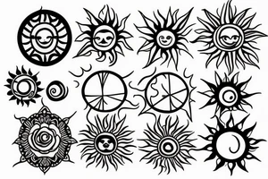 Boho style sun tattoo idea