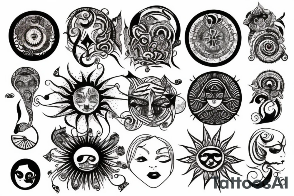 Boho style half sun tattoo idea