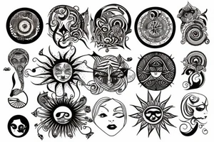 Boho style half sun tattoo idea