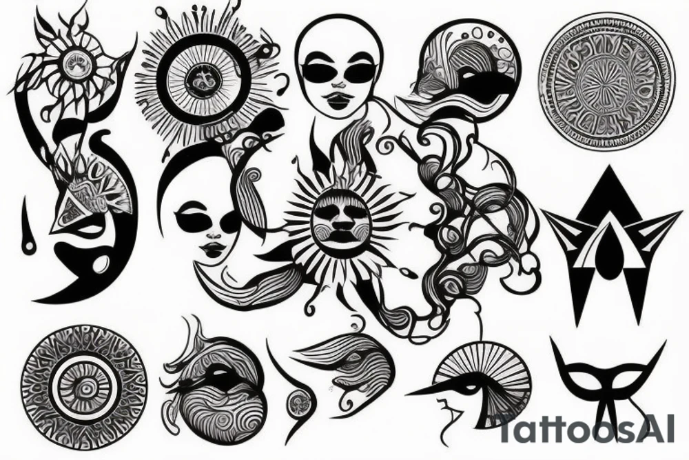 Boho style half sun tattoo idea