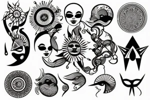 Boho style half sun tattoo idea