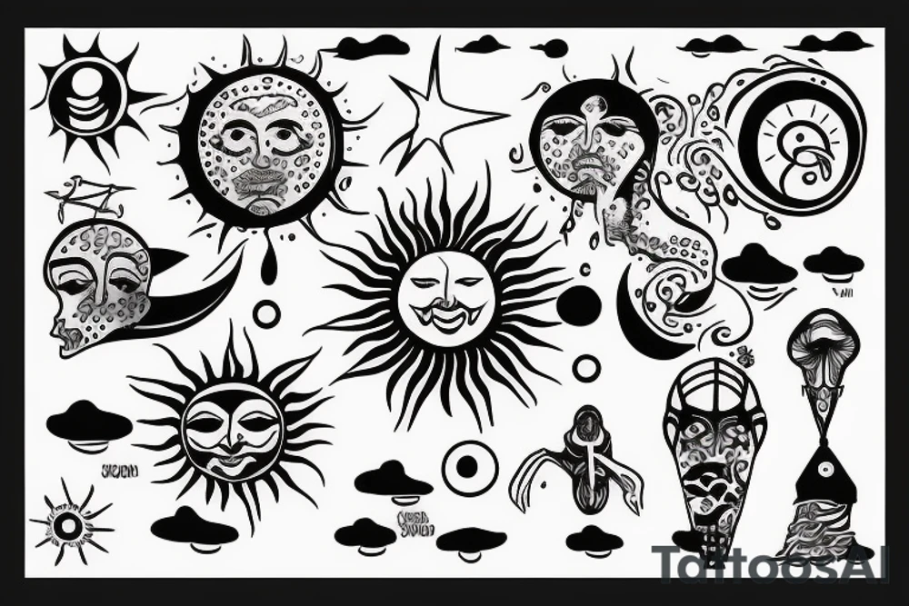 Sun is coming up in sea tattoo idea