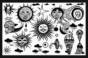 Sun is coming up in sea tattoo idea